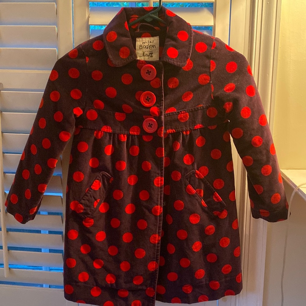 Mini Boden Polka Dot Coat | Size 5-6